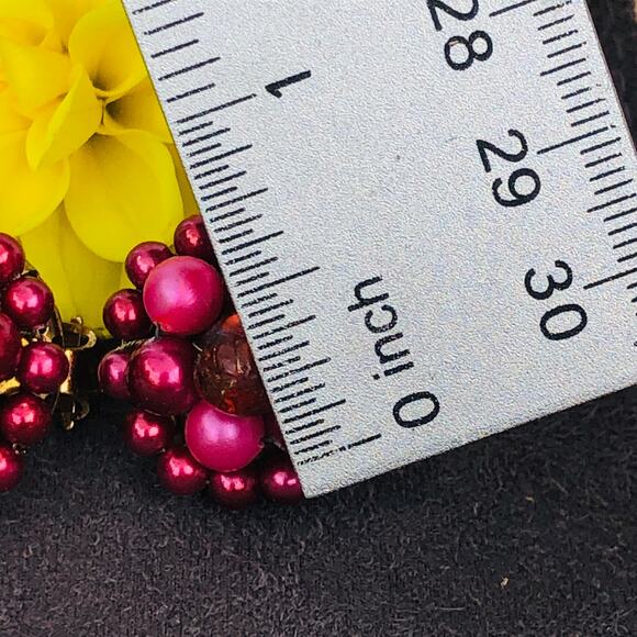 2 PAIRS Vintage MCM Japan Clip ON Bead Earrings Pink Purple - Picture 5 of 10